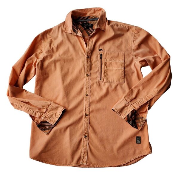 A.Tiziano Orange Cotton Button Up Shirt Logo LS‎ Urban Streetwear Zipper 2X - Picture 3 of 16